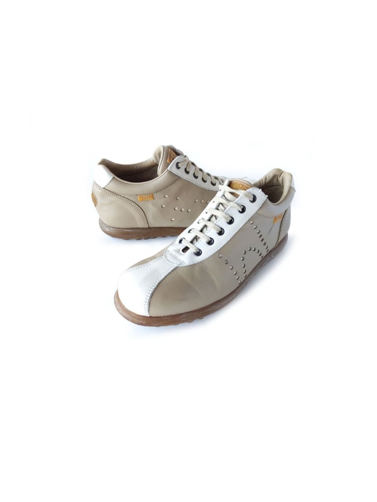 Camper Pelotas. Menâs Size 9.5 Beige & Tan Lace Up Leather Shoes 43 Eur